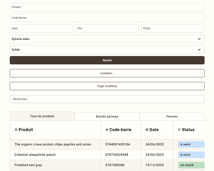 Capture de la page des produits responsive